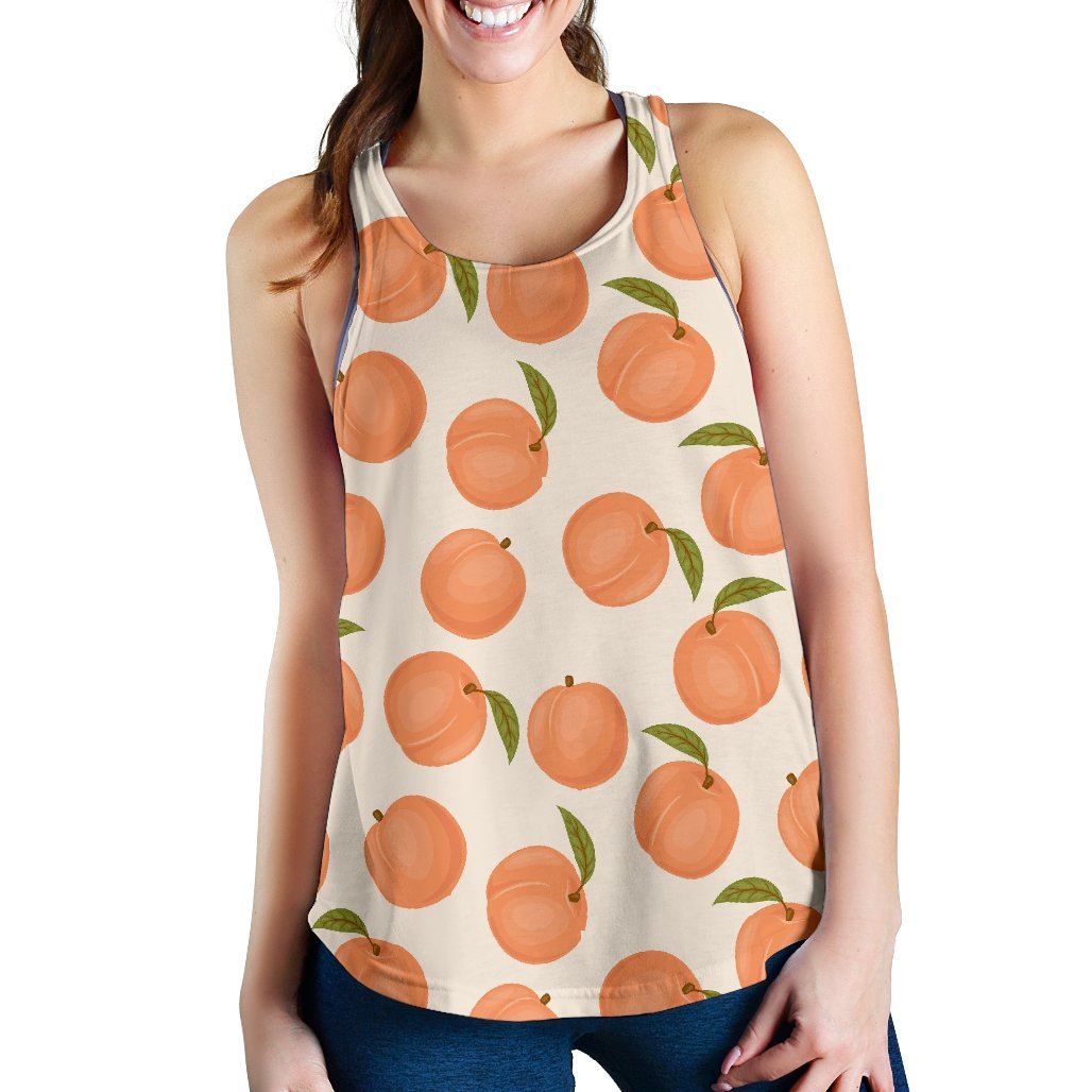 Peach Pattern Print Women's Racerback Tank Tops-grizzshop