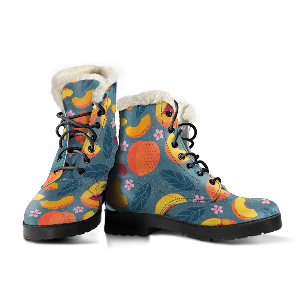 Peach Print Pattern Comfy Winter Boots-grizzshop