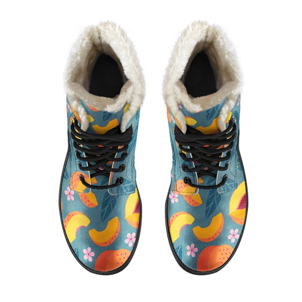 Peach Print Pattern Comfy Winter Boots-grizzshop