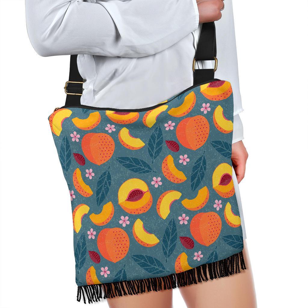 Peach Print Pattern Crossbody Bags-grizzshop