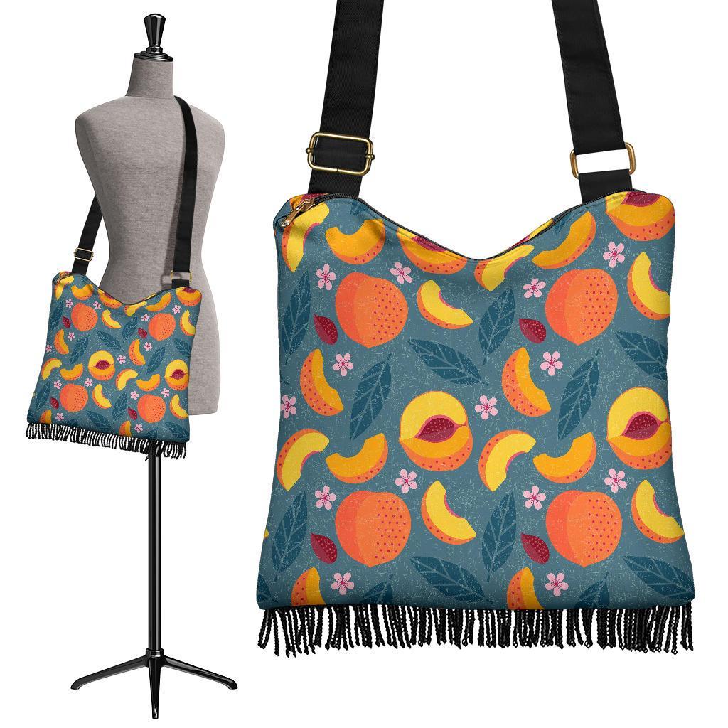 Peach Print Pattern Crossbody Bags-grizzshop