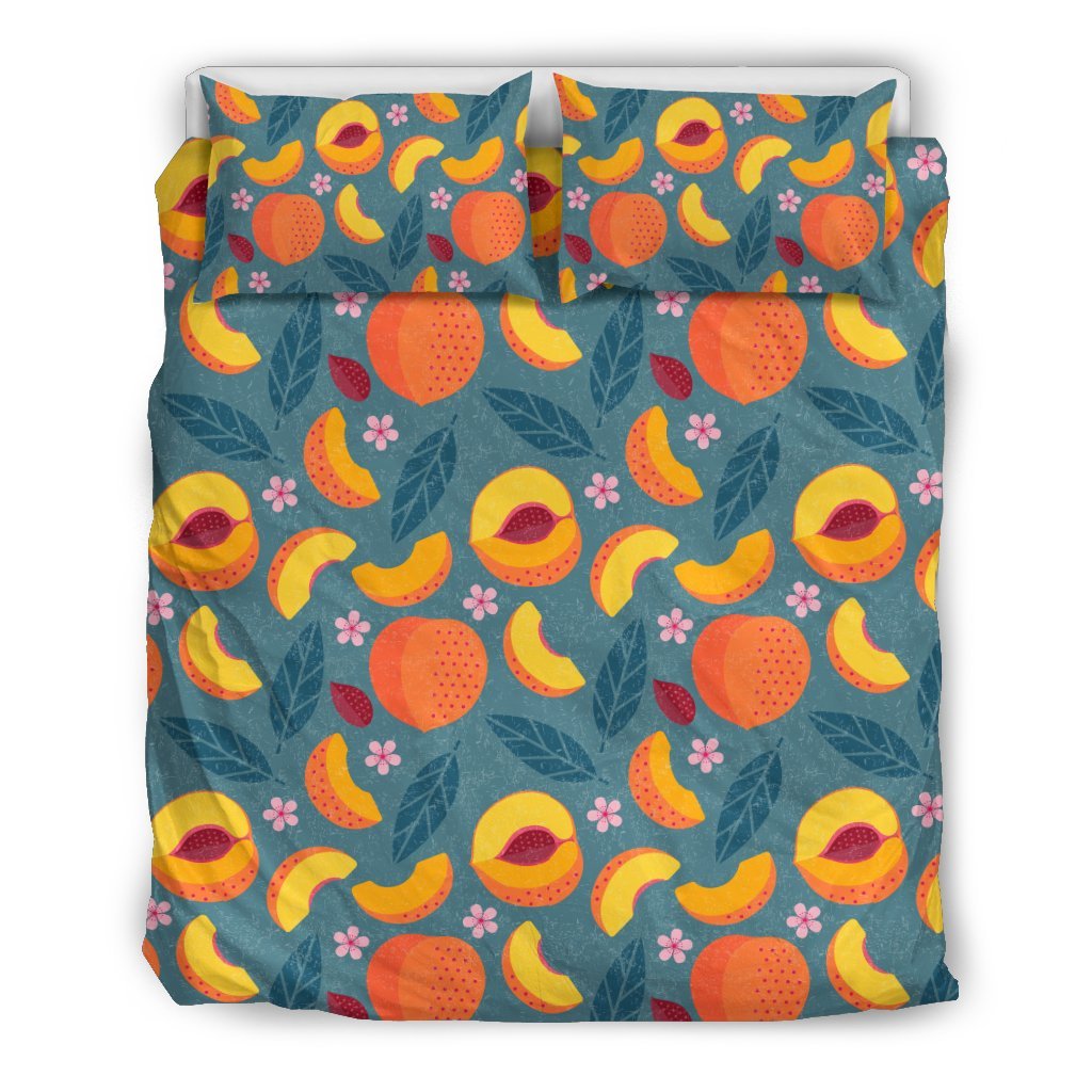 Peach Print Pattern Duvet Cover Bedding Set-grizzshop