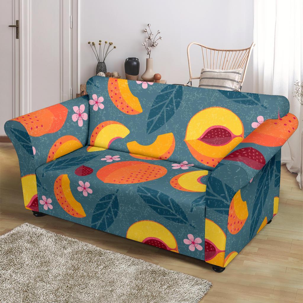 Peach Print Pattern Loveseat Cover-grizzshop