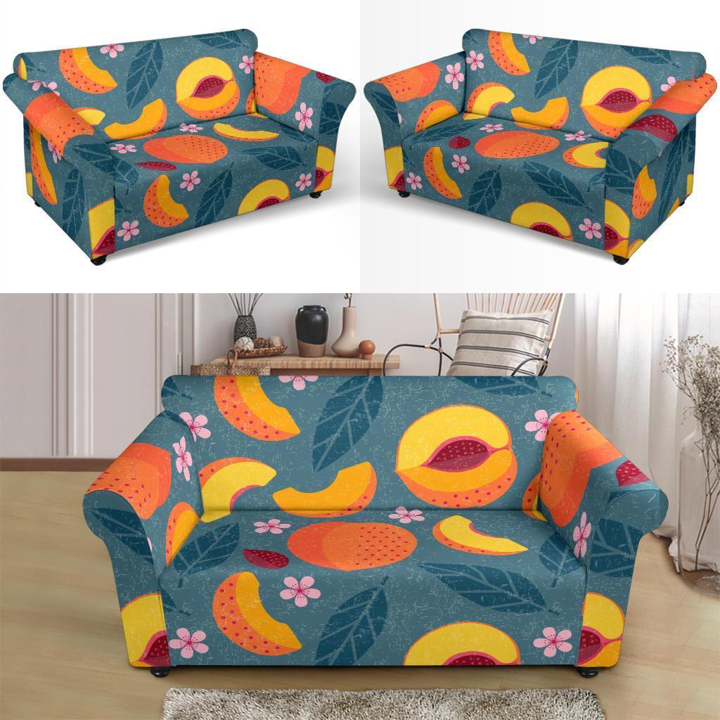 Peach Print Pattern Loveseat Cover-grizzshop