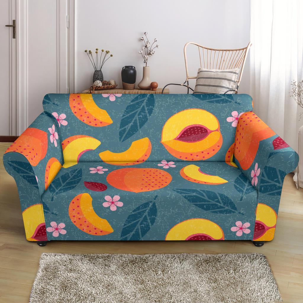 Peach Print Pattern Loveseat Cover-grizzshop