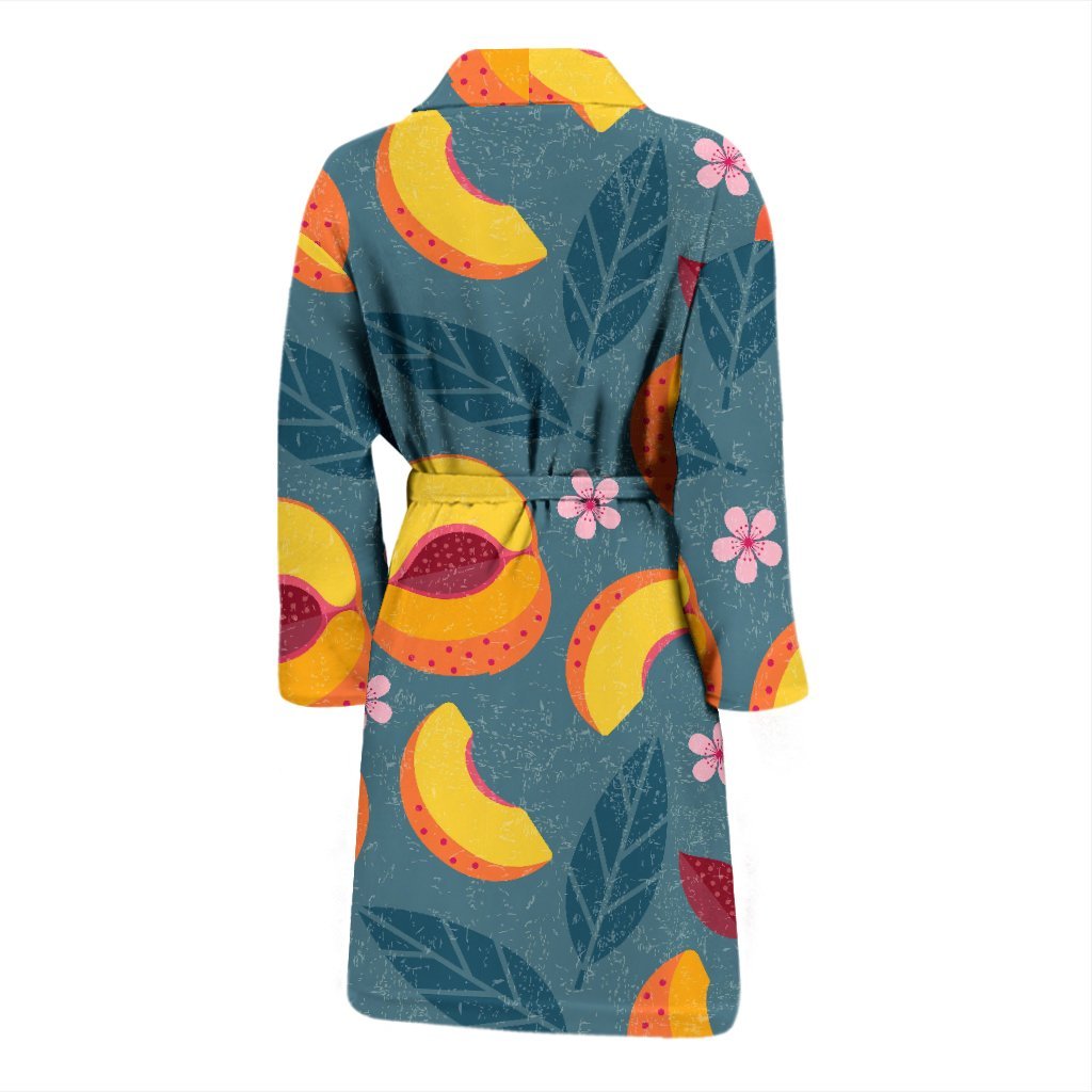 Peach Print Pattern Men Long Robe-grizzshop