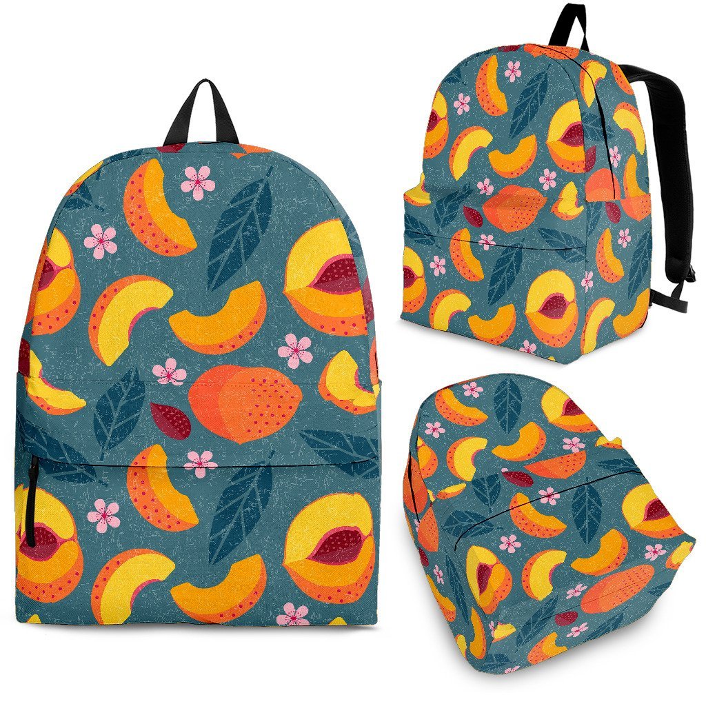 Peach Print Pattern Premium Backpack-grizzshop