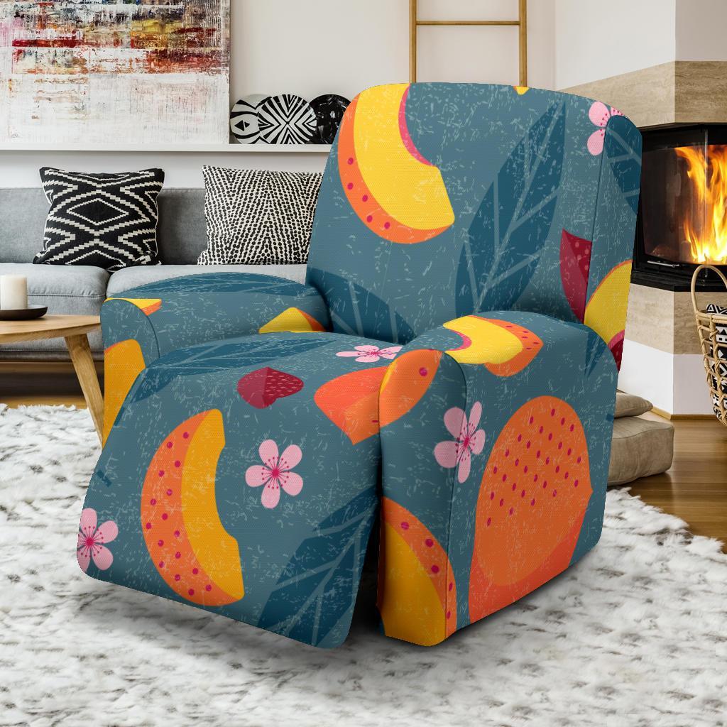 Peach Print Pattern Recliner Cover-grizzshop