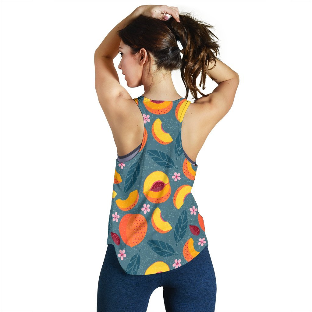 Peach Print Pattern Women's Racerback Tank Tops-grizzshop