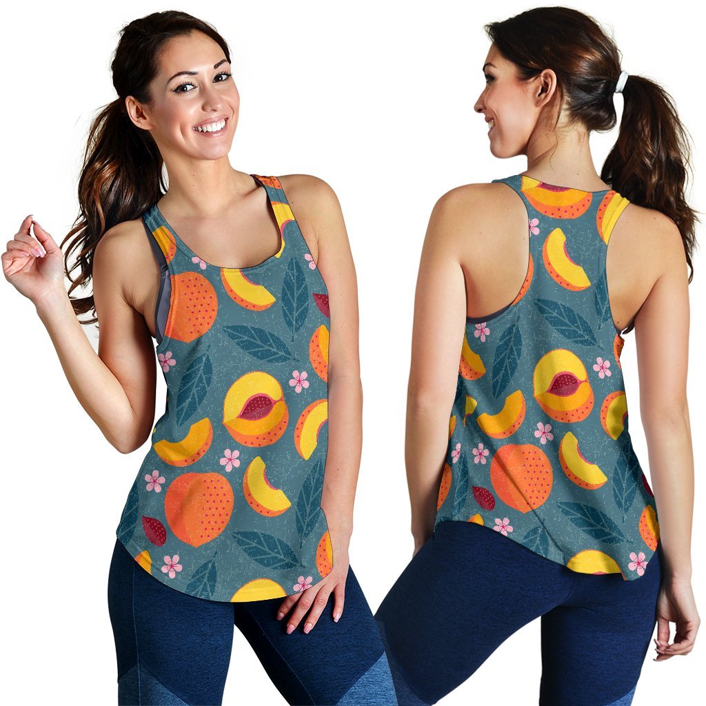 Peach Print Pattern Women's Racerback Tank Tops-grizzshop