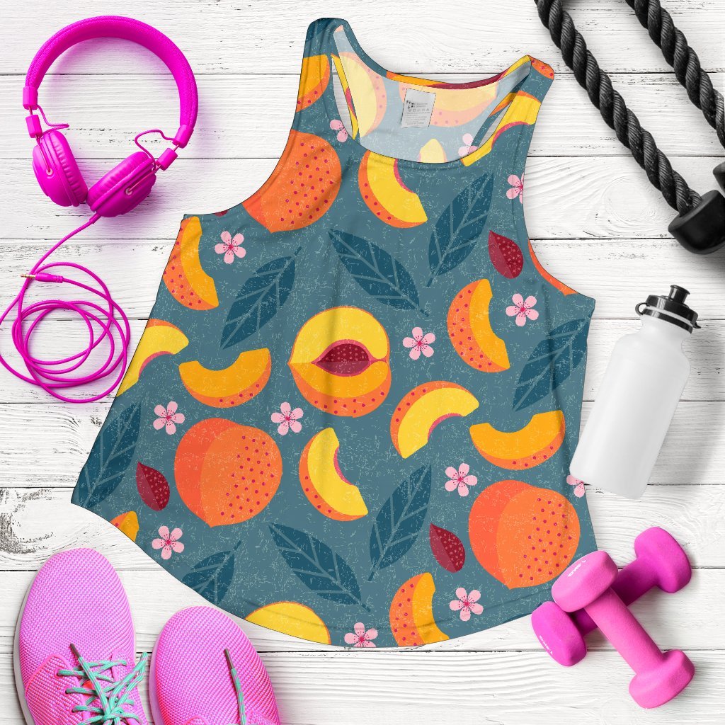 Peach Print Pattern Women's Racerback Tank Tops-grizzshop