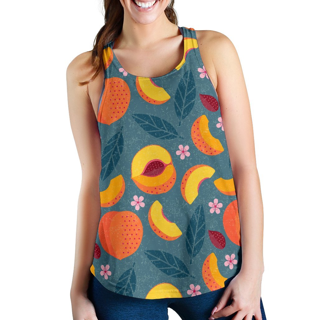 Peach Print Pattern Women's Racerback Tank Tops-grizzshop