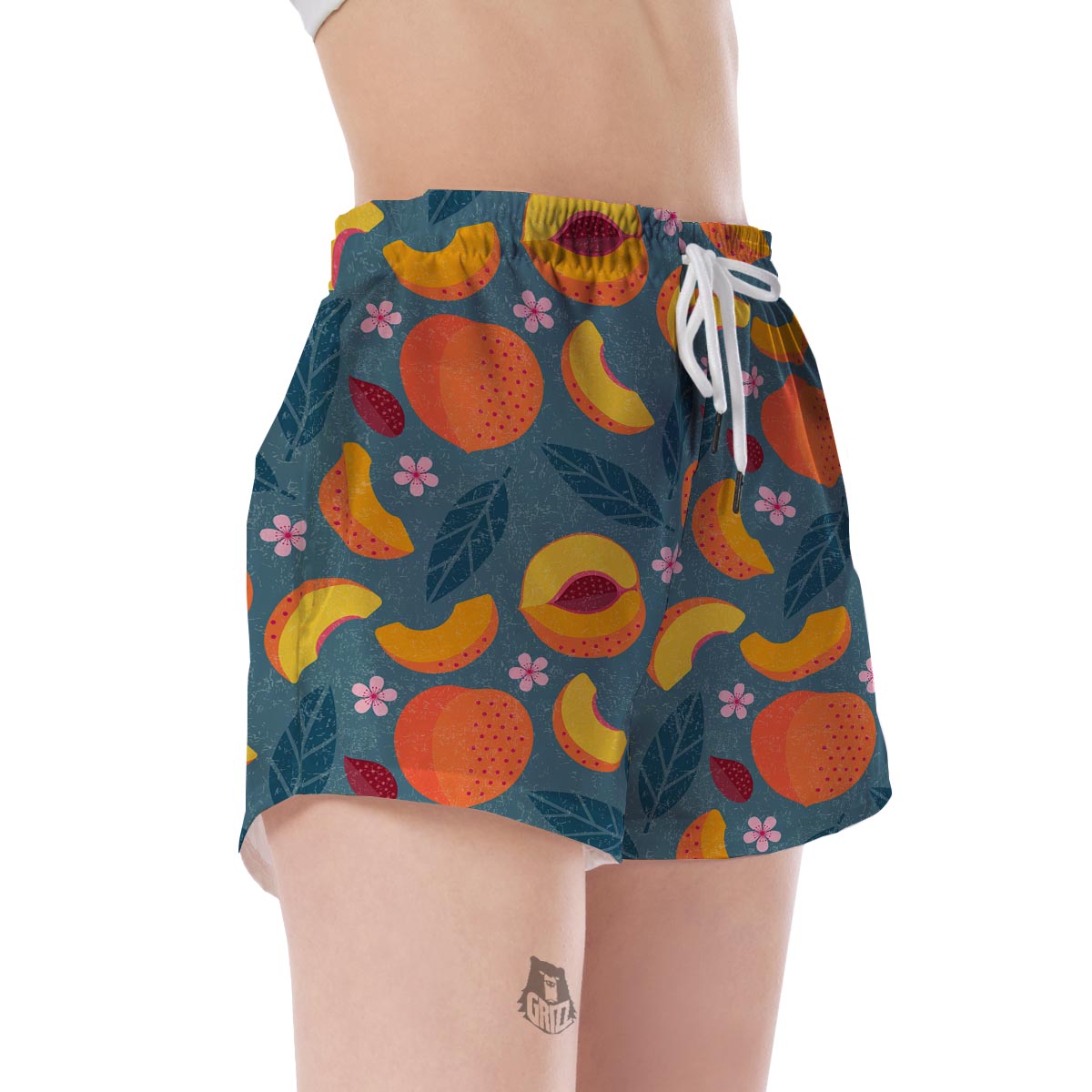 Peach Print Pattern Women's Shorts-grizzshop