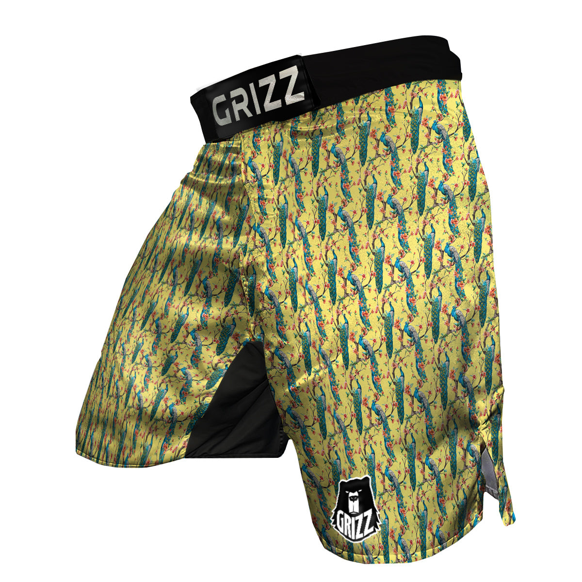Peacock Cherry Blossom Print MMA Shorts-grizzshop