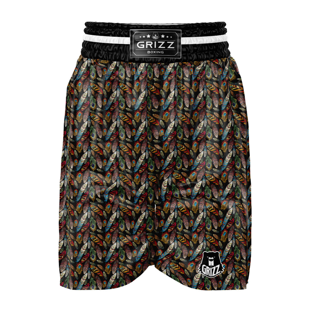 Peacock Embroidery Print Pattern Boxing Shorts-grizzshop