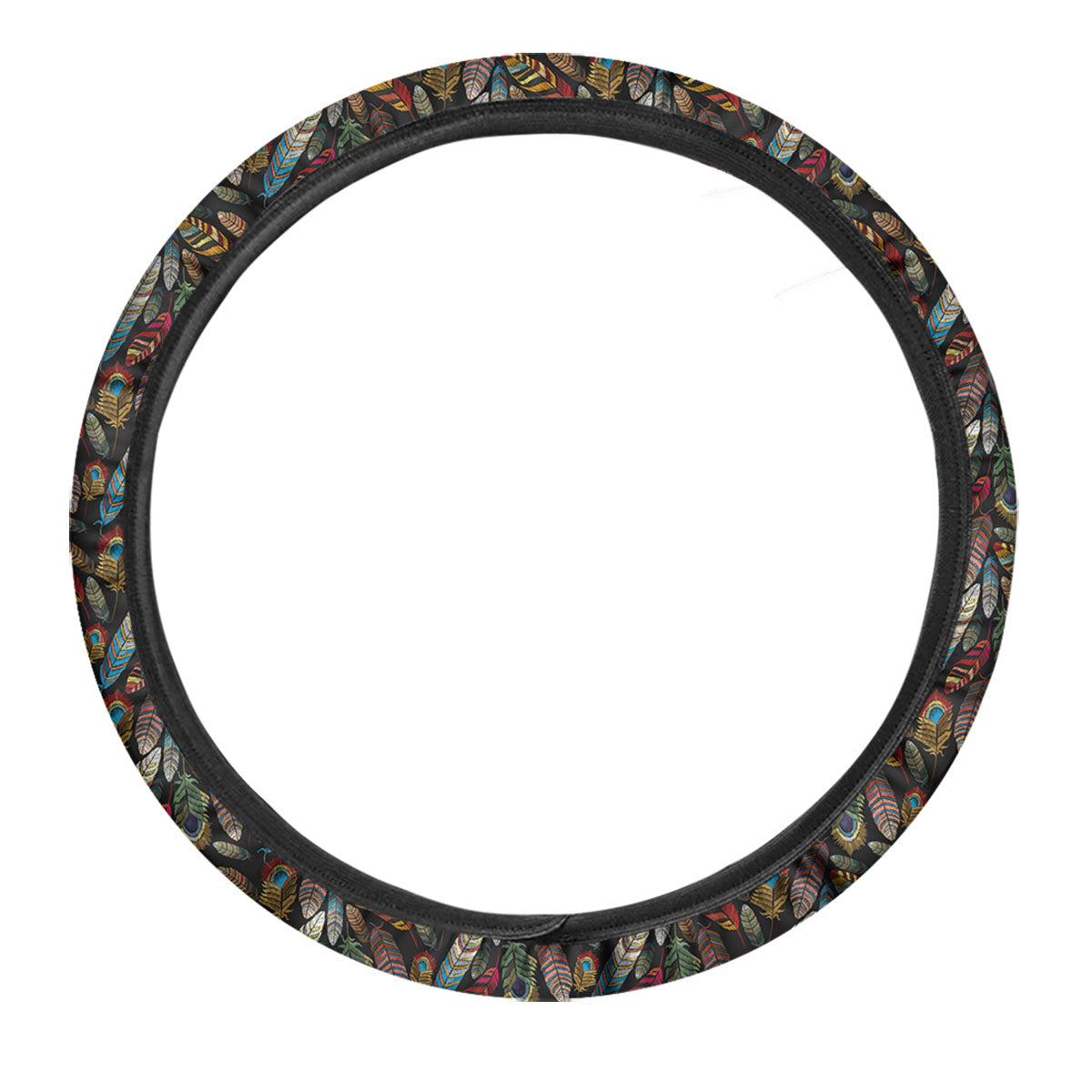 Peacock Embroidery Print Pattern Car Steering Wheel Cover-grizzshop