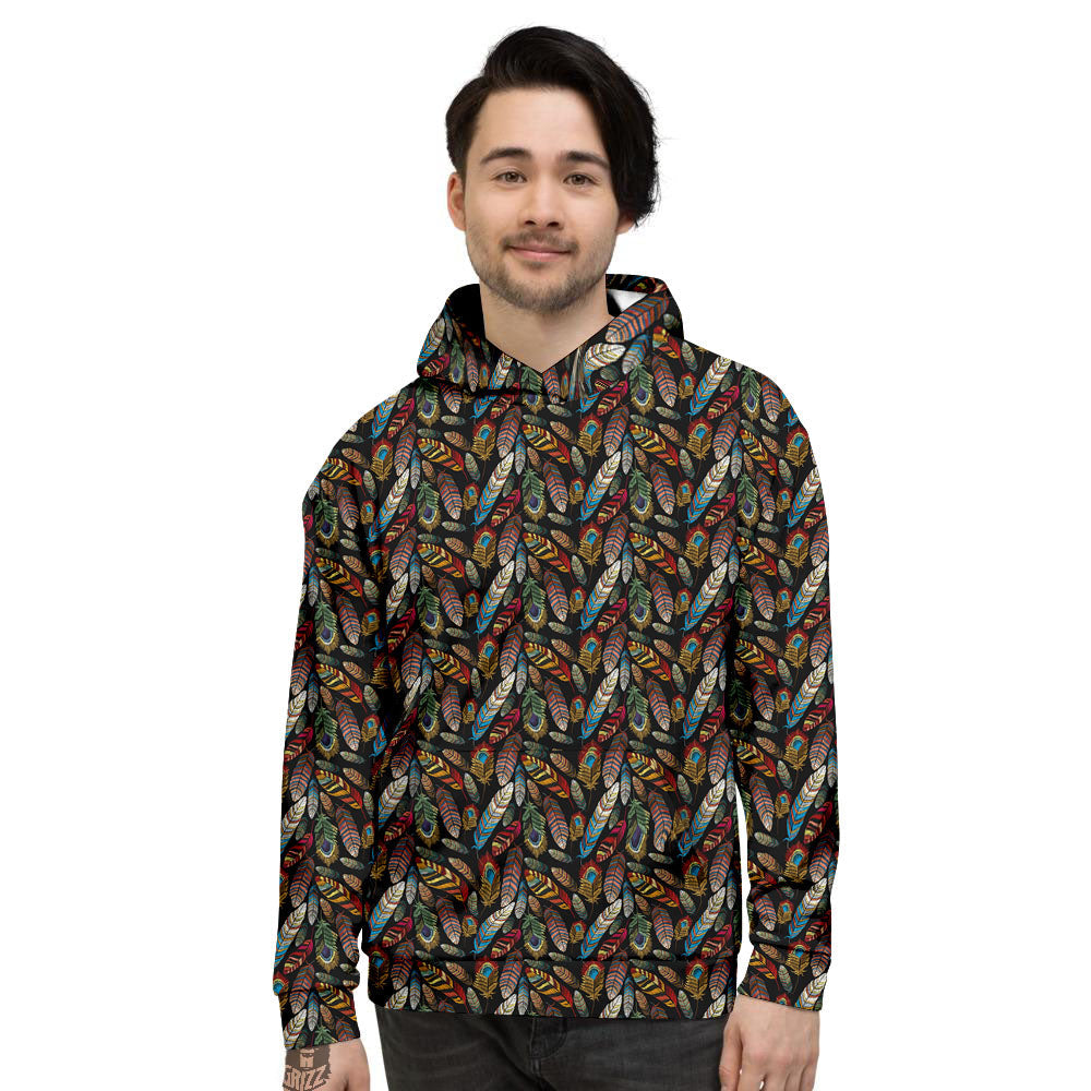 Peacock Embroidery Print Pattern Men's Hoodie-grizzshop