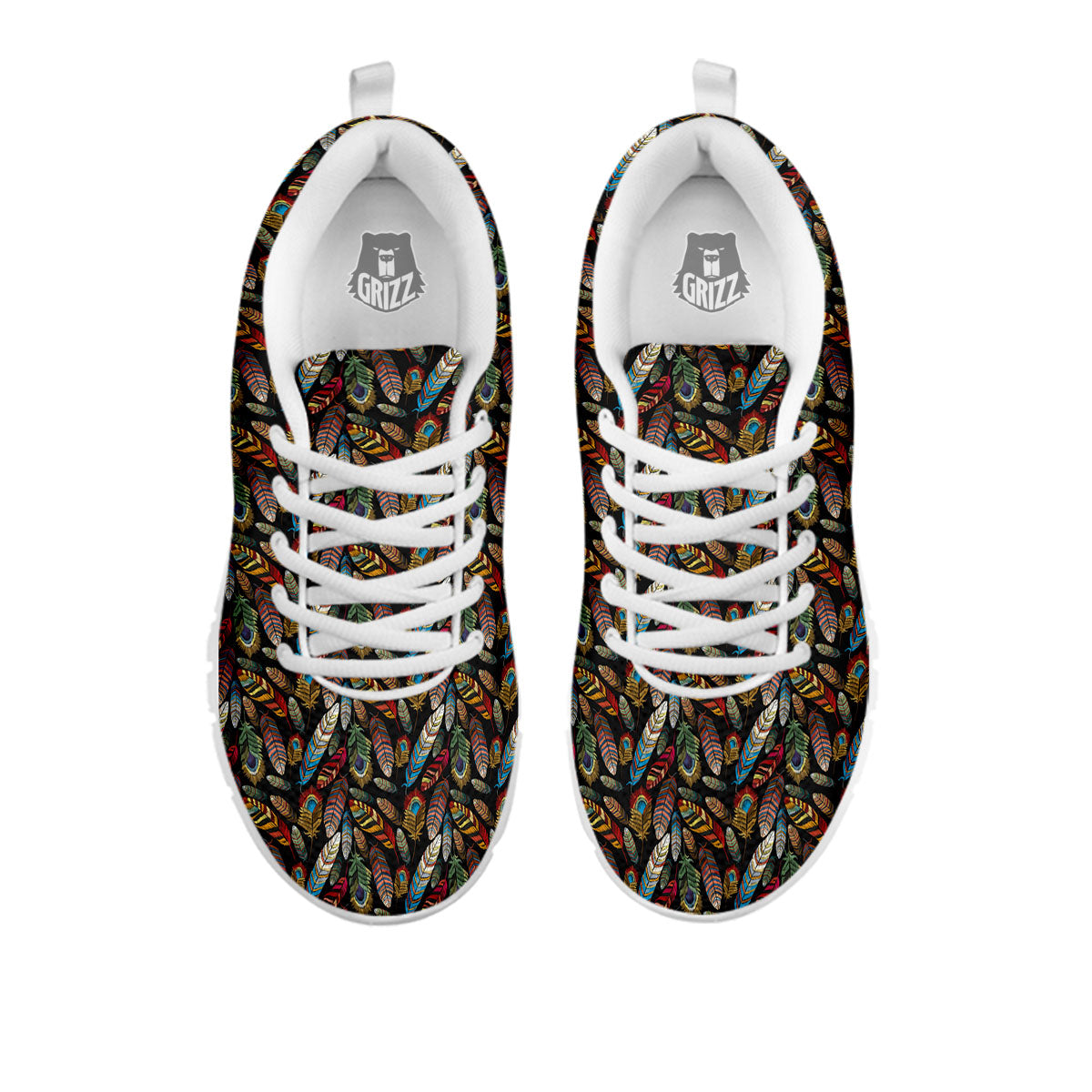 Peacock Embroidery Print Pattern White Sneaker-grizzshop