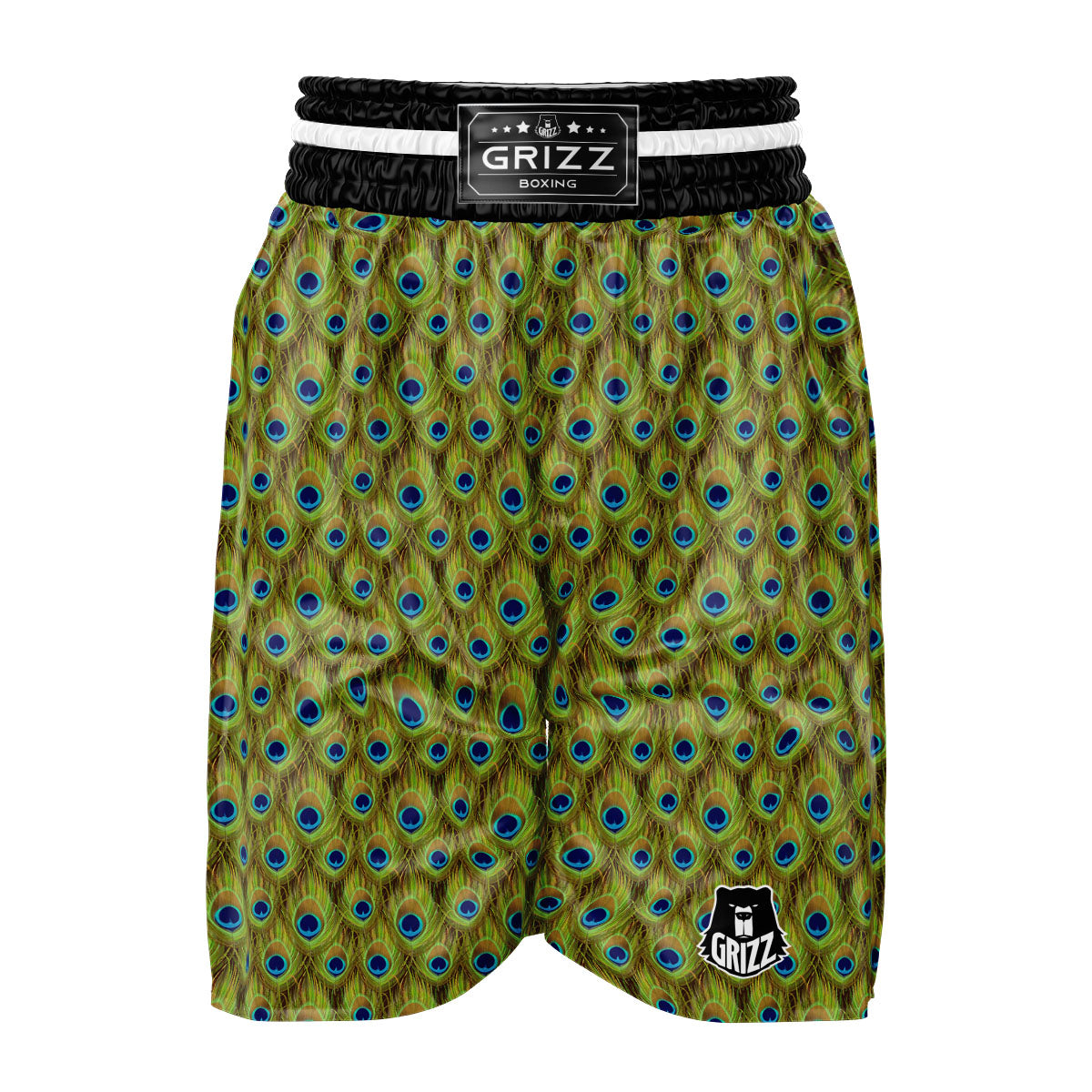 Peacock Feather Boho Print Pattern Boxing Shorts-grizzshop