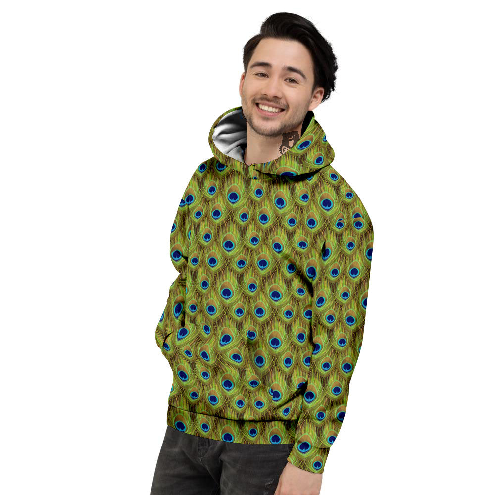 Peacock Feather Boho Print Pattern Men's Hoodie-grizzshop