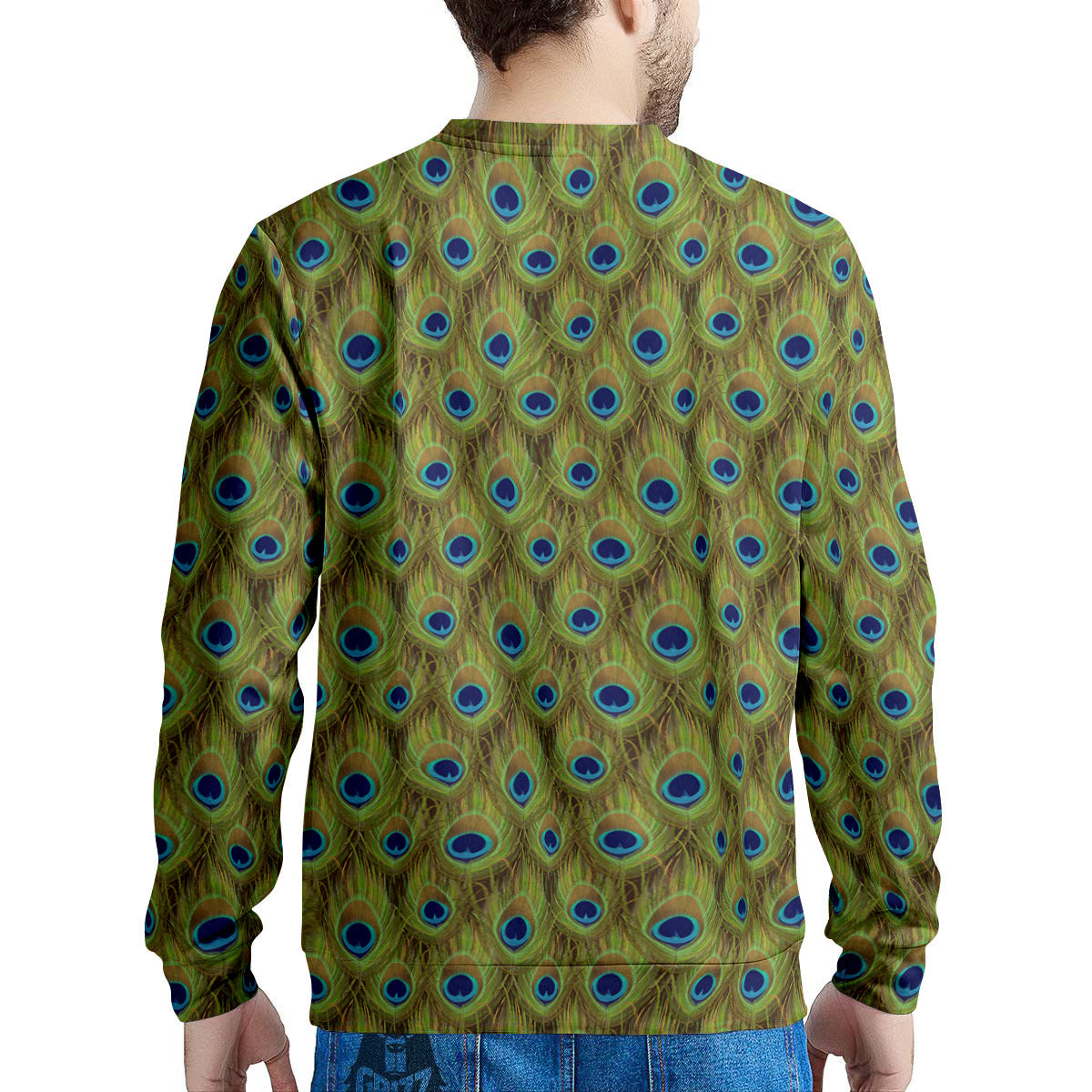 Peacock Feather Boho Print Pattern Men's Sweatshirt-grizzshop