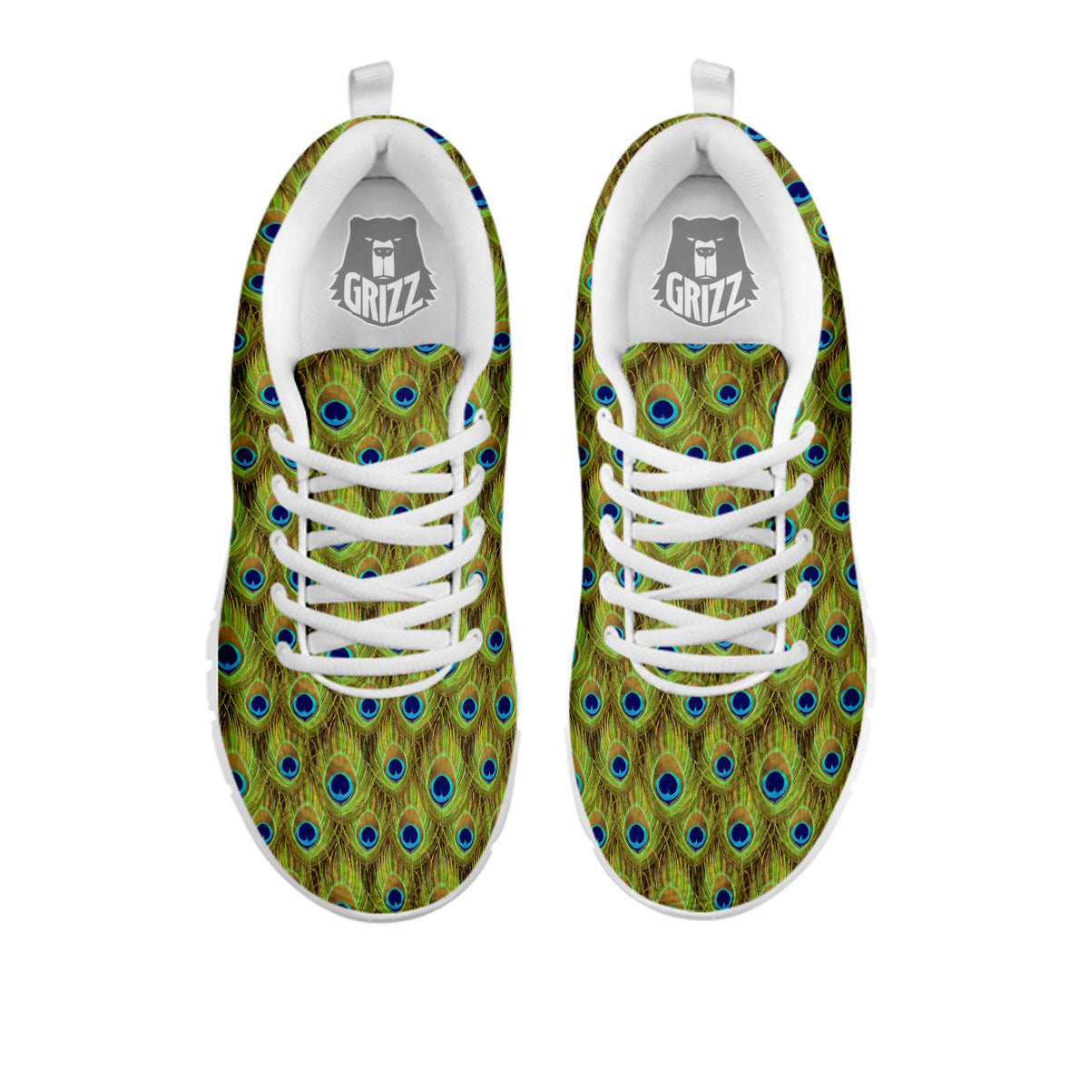 Peacock Feather Boho Print Pattern White Sneaker-grizzshop