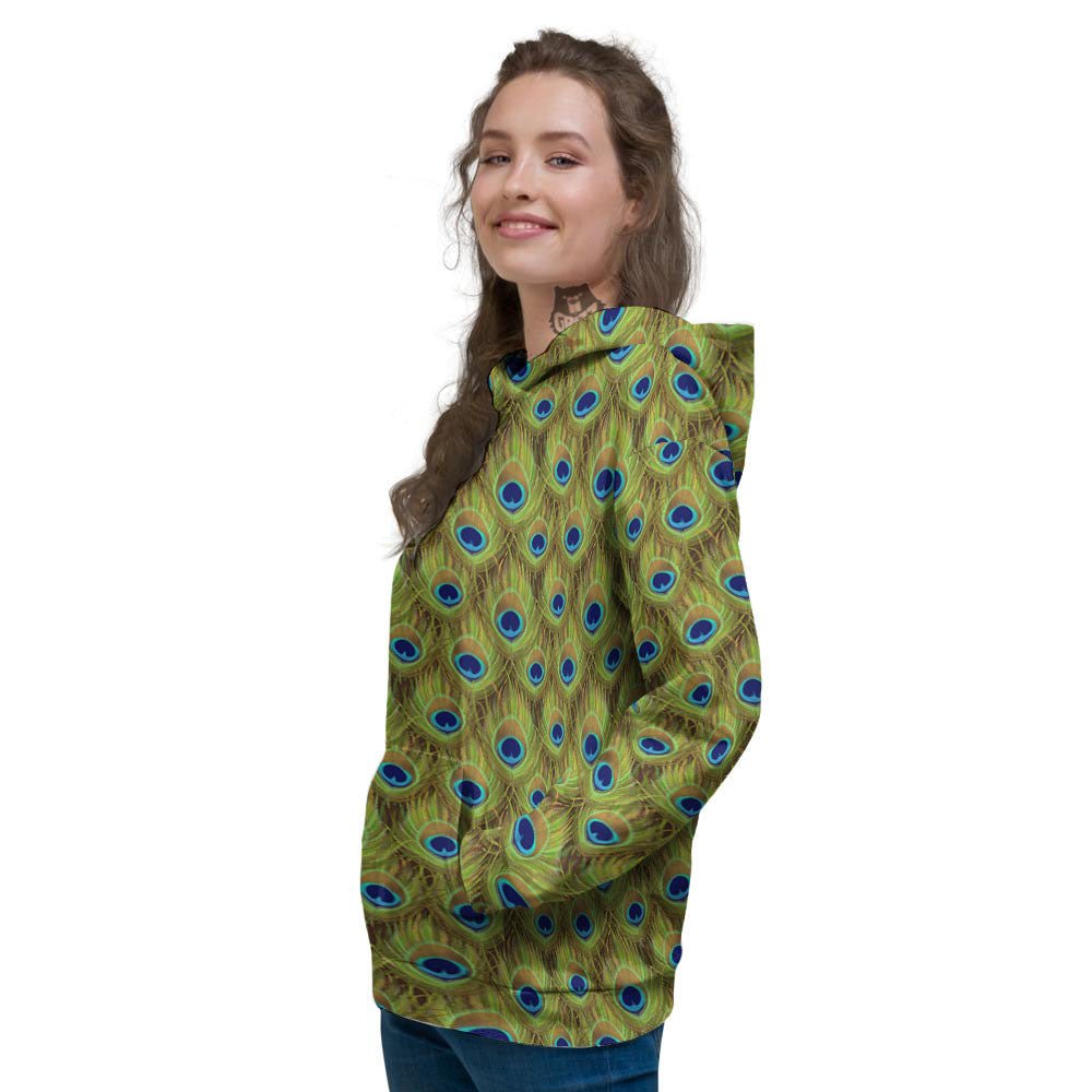 Peacock Feather Boho Print Pattern Women's Hoodie-grizzshop