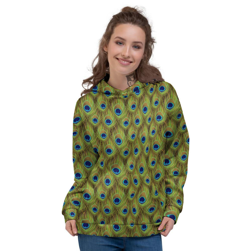 Peacock Feather Boho Print Pattern Women's Hoodie-grizzshop