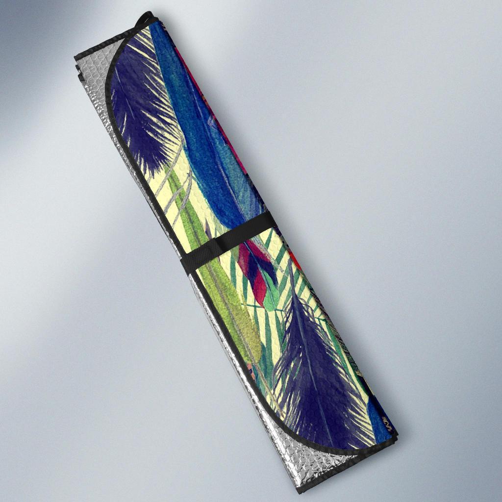 Peacock Feather Floral Pattern Print Car Sun Shade-grizzshop