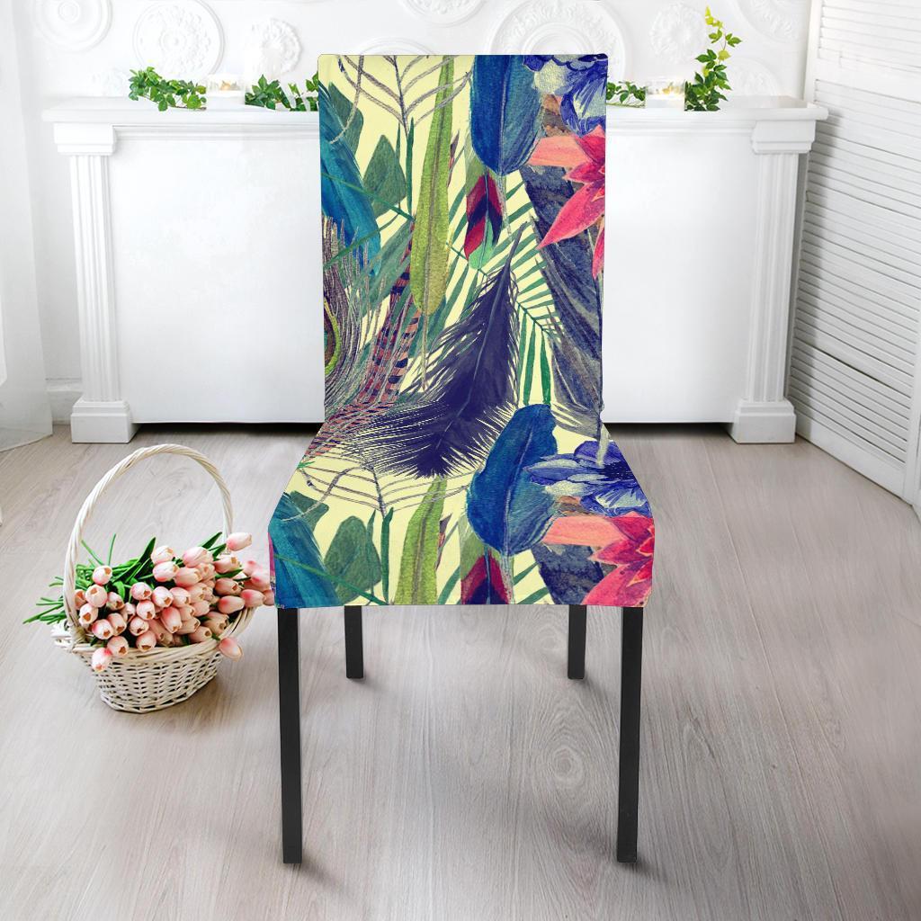 Peacock Feather Floral Pattern Print Chair Cover-grizzshop