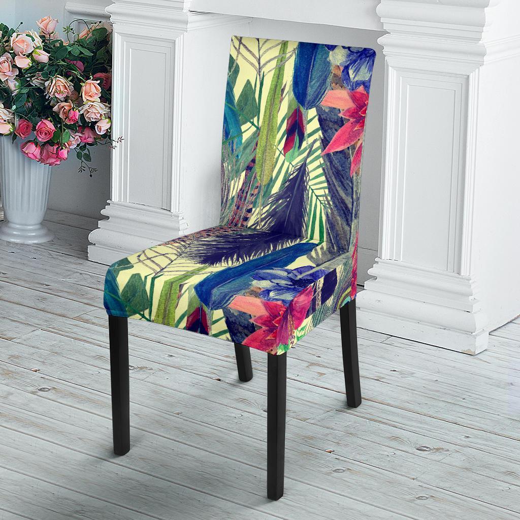 Peacock Feather Floral Pattern Print Chair Cover-grizzshop