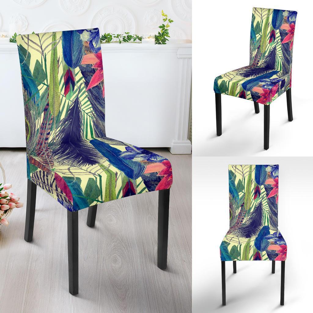 Peacock Feather Floral Pattern Print Chair Cover-grizzshop