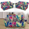 Peacock Feather Floral Pattern Print Loveseat Cover-grizzshop