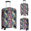 Peacock Feather Floral Pattern Print Luggage Cover Protector-grizzshop
