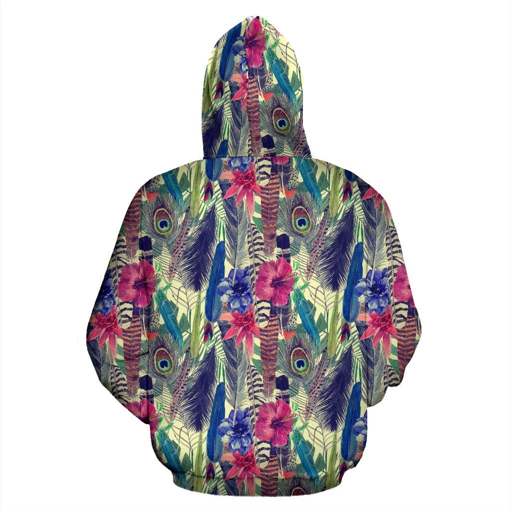 Peacock Feather Floral Pattern Print Women Men Pullover Hoodie-grizzshop