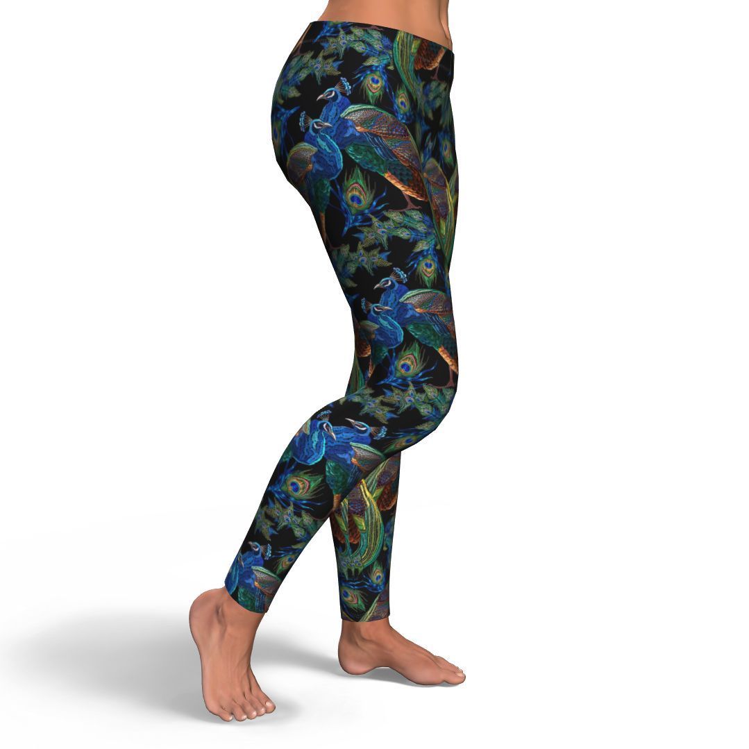 Peacock Feather Pattern Print Pattern Women Leggings-grizzshop