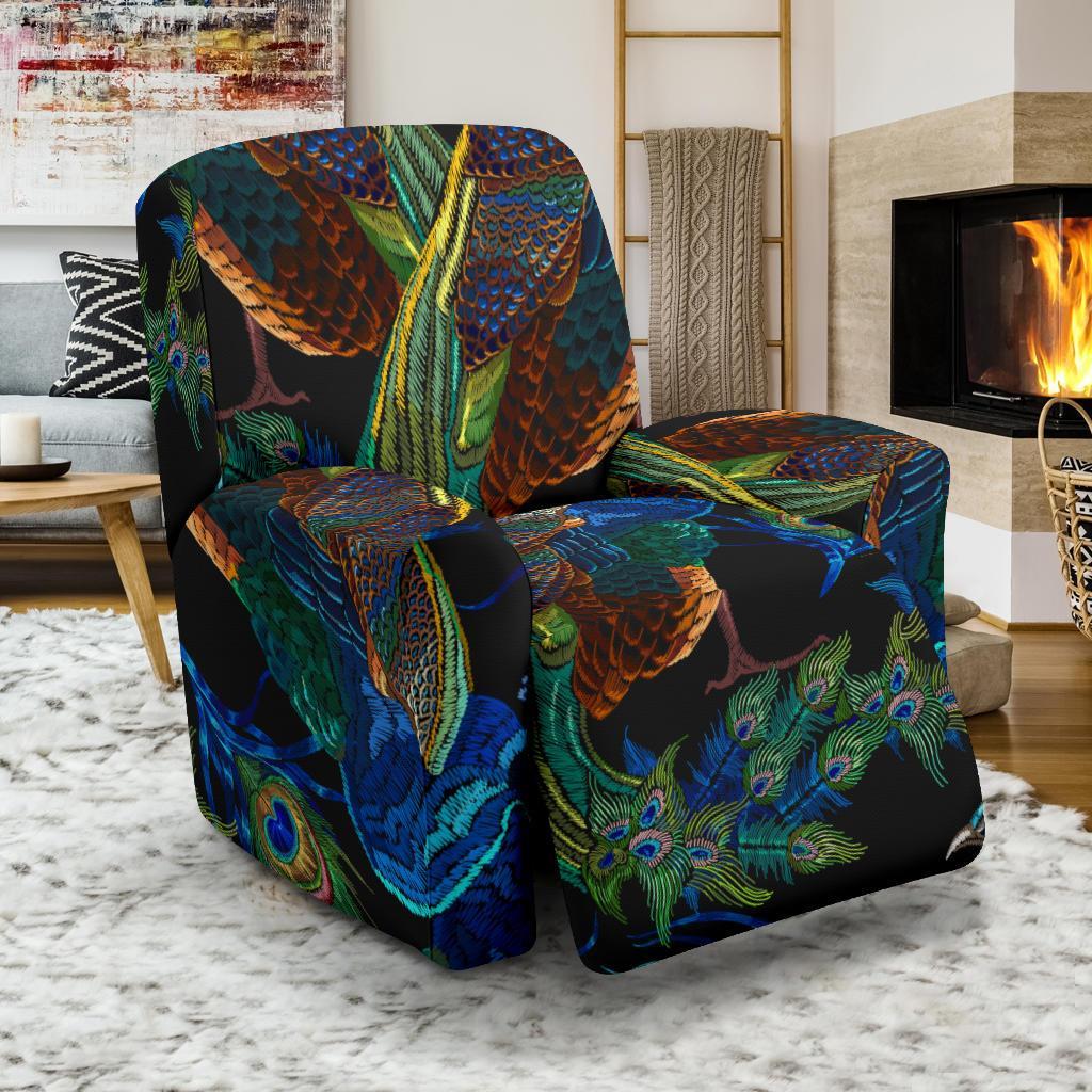 Peacock Feather Pattern Print Recliner Cover-grizzshop