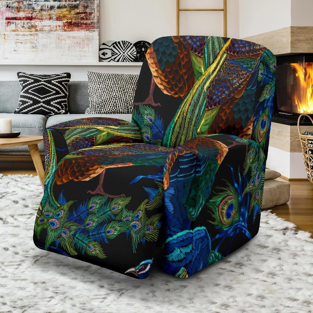 Peacock Feather Pattern Print Recliner Cover-grizzshop