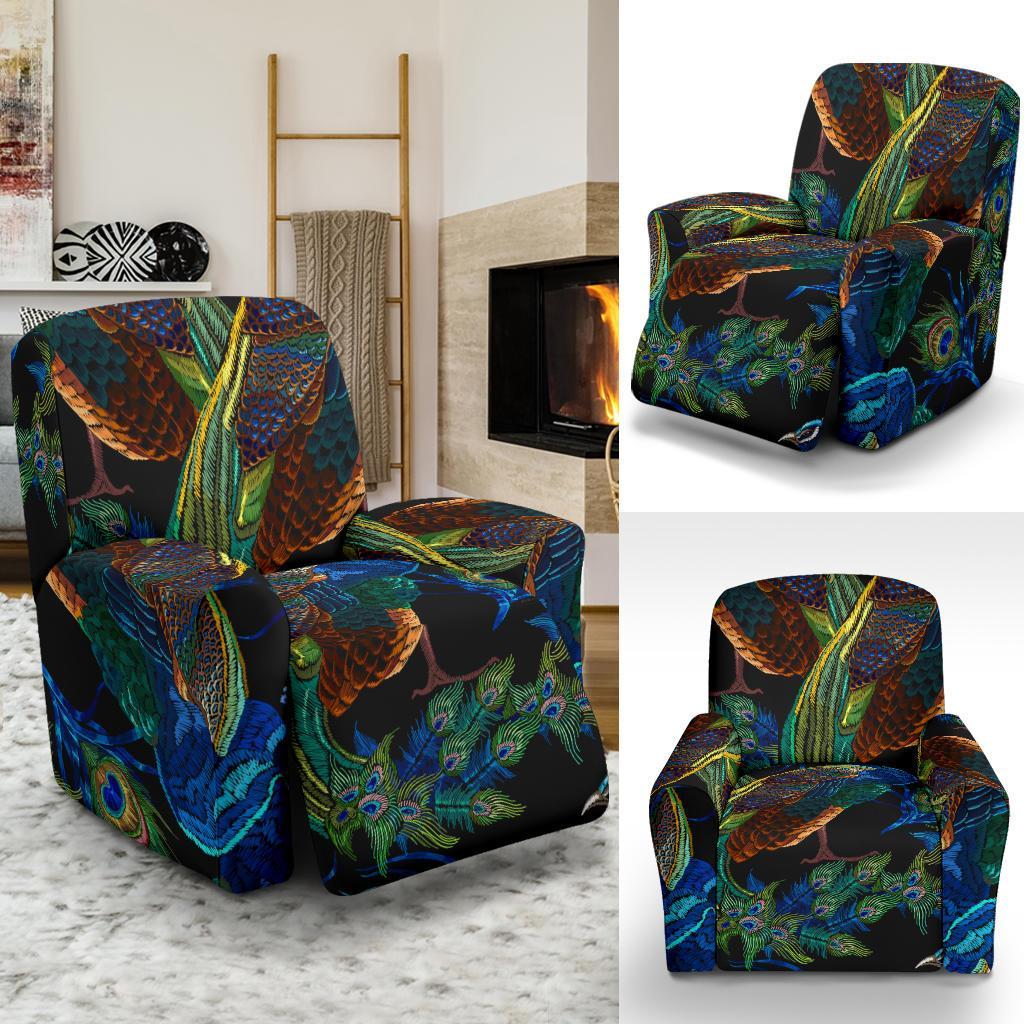 Peacock Feather Pattern Print Recliner Cover-grizzshop