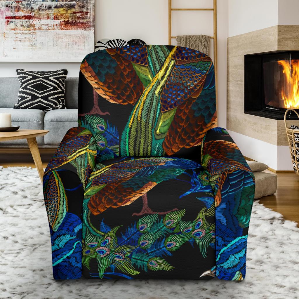 Peacock Feather Pattern Print Recliner Cover-grizzshop