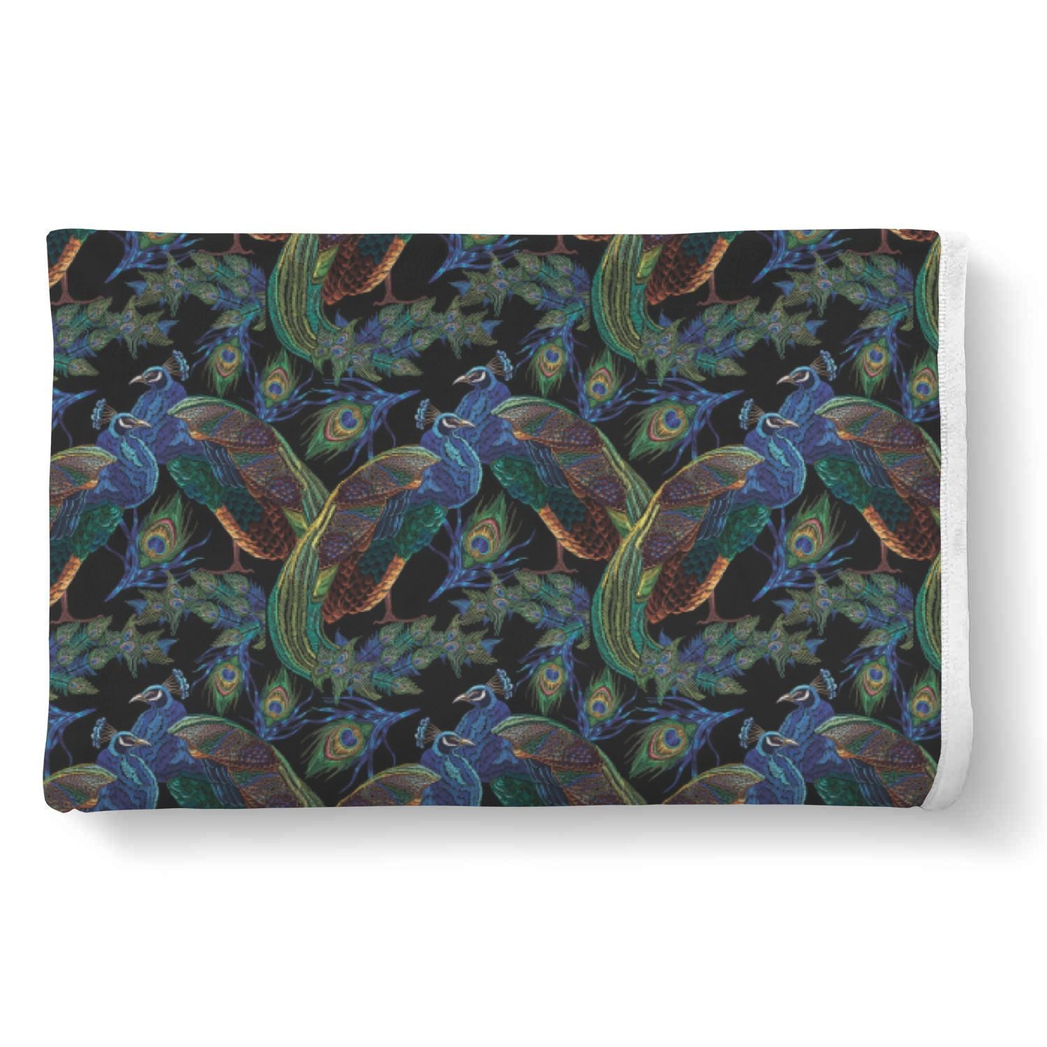 Peacock Feather Pattern Print Throw Blanket-grizzshop