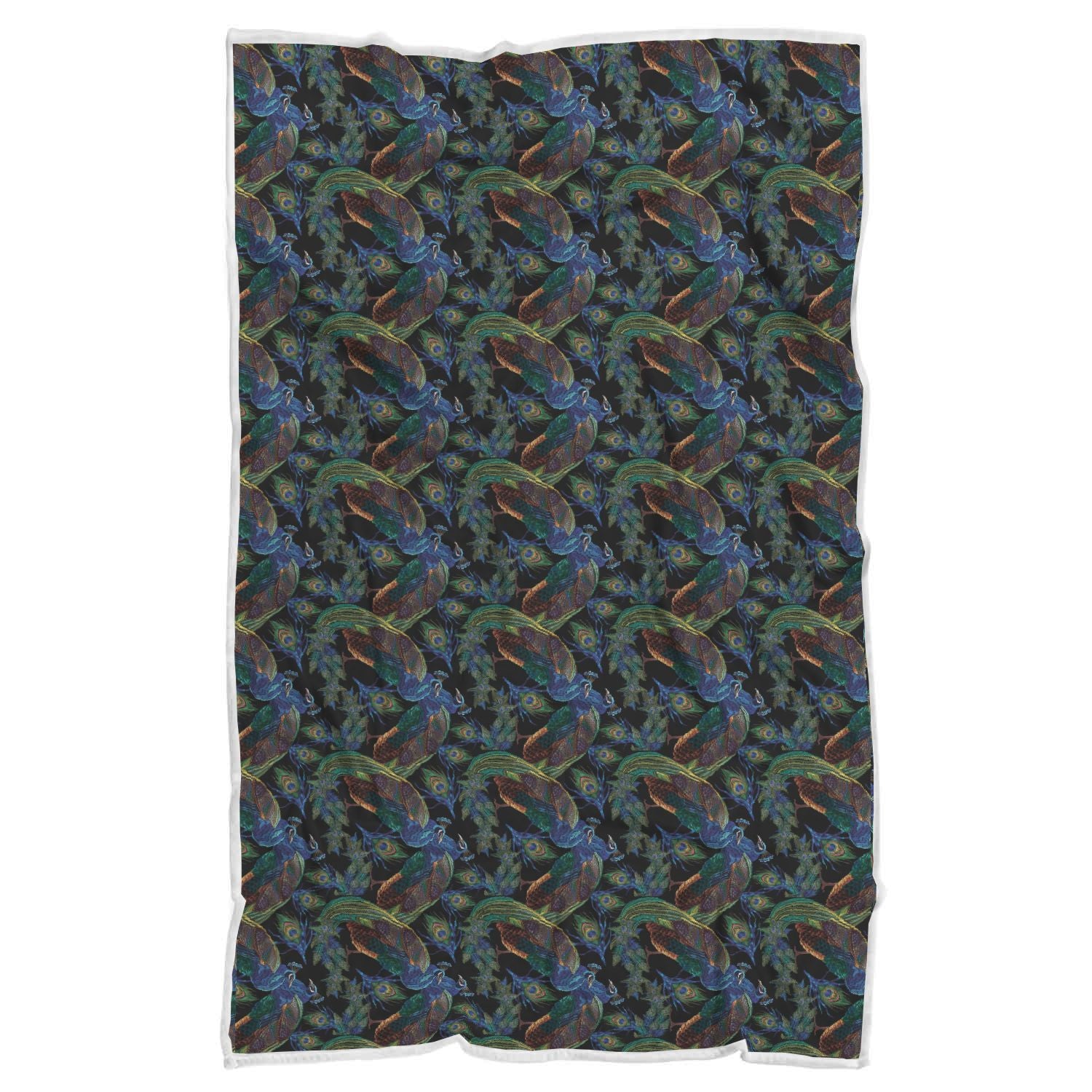 Peacock Feather Pattern Print Throw Blanket-grizzshop