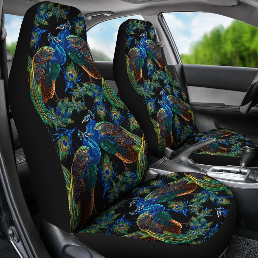 Peacock Feather Pattern Print Universal Fit Car Seat Cover-grizzshop