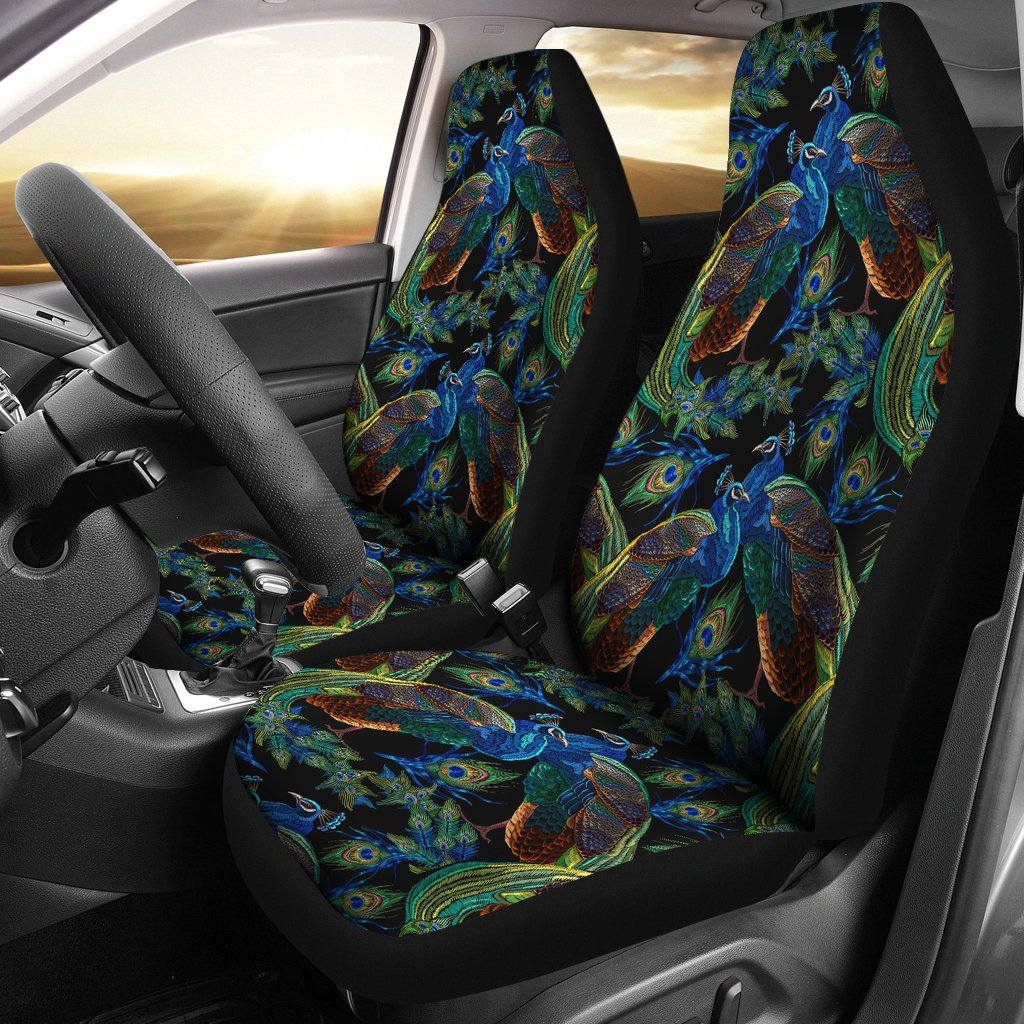 Peacock Feather Pattern Print Universal Fit Car Seat Cover-grizzshop