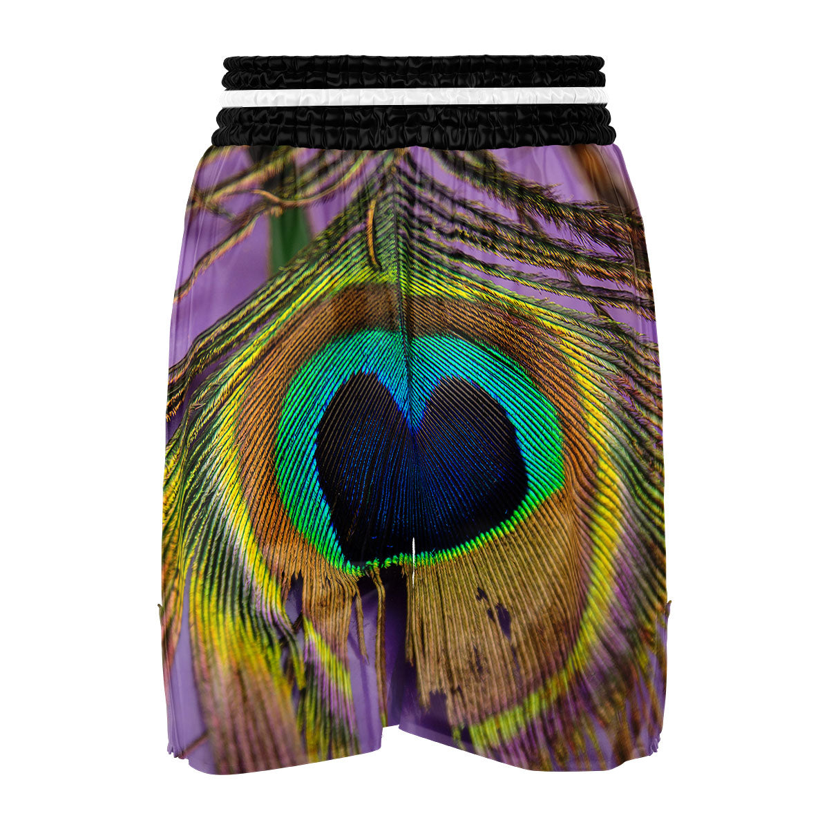 Peacock Feather Purple Bohemian Print Boxing Shorts-grizzshop