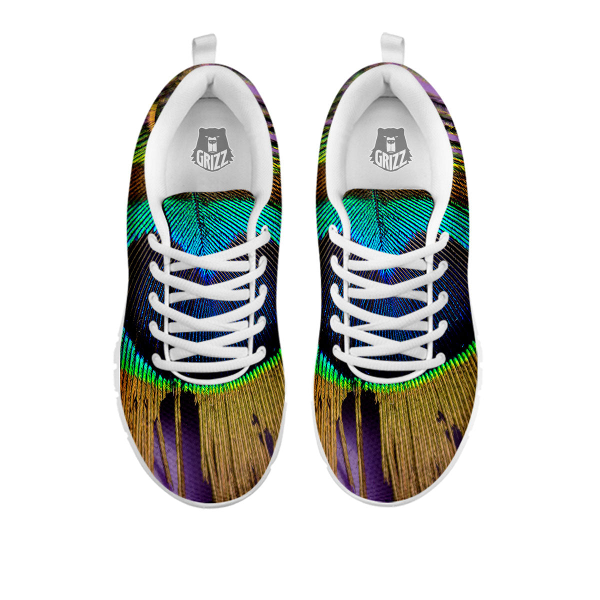 Peacock Feather Purple Bohemian Print White Sneaker-grizzshop