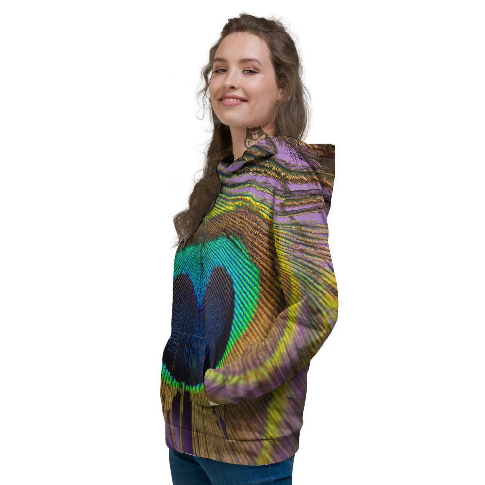 Peacock Feather Purple Bohemian Print Women's Hoodie-grizzshop
