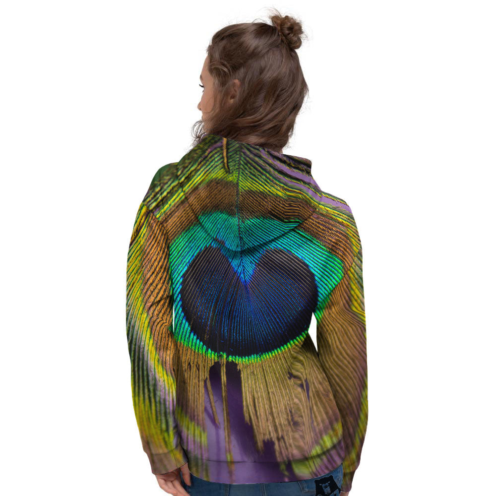 Peacock Feather Purple Bohemian Print Women's Hoodie-grizzshop