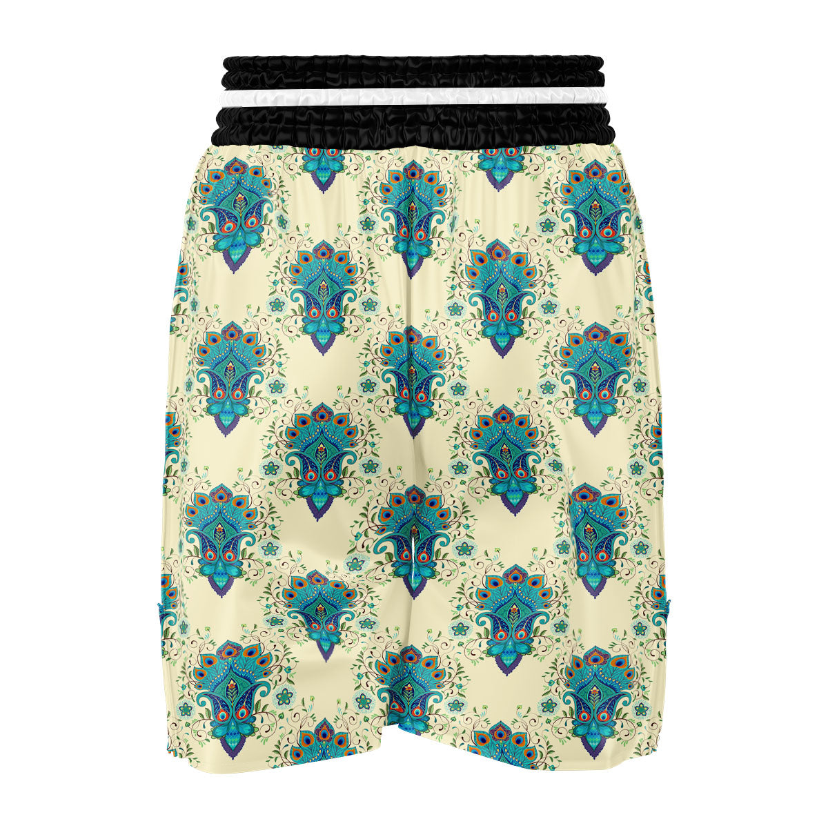 Peacock Feather Vintage Print Pattern Boxing Shorts-grizzshop