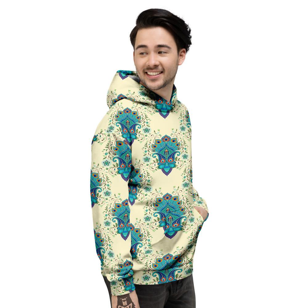 Peacock Feather Vintage Print Pattern Men's Hoodie-grizzshop